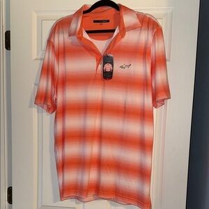 Men’s XL Greg Norman Collection Men's Striped Orange Polo